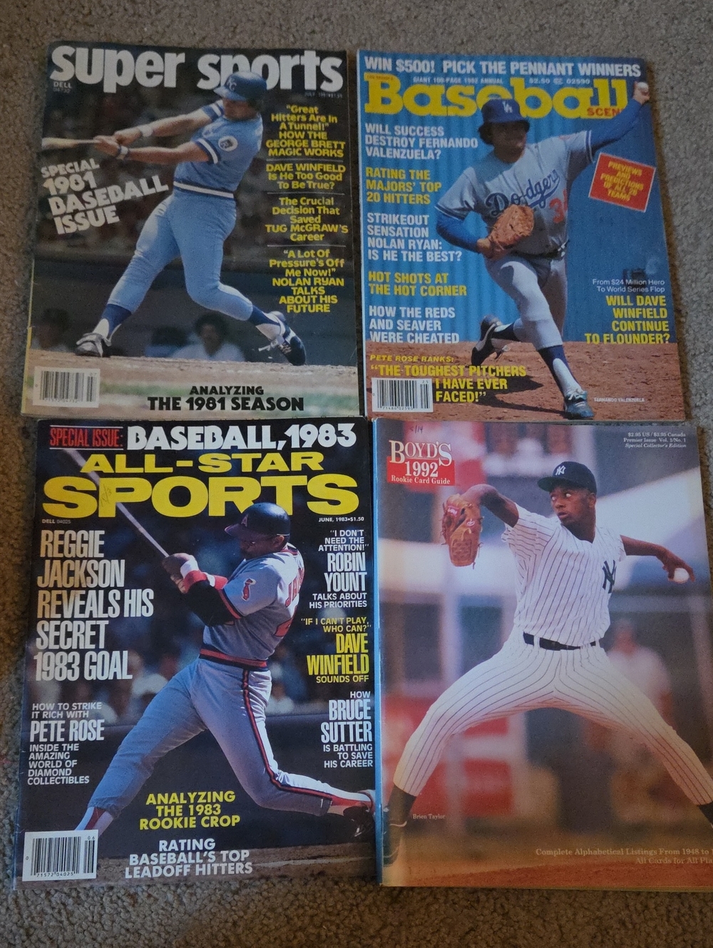 Vintage Baseball Magazine Collection - Assorted Blue, White, Red Covers